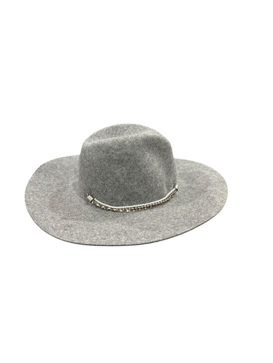 Eugenia Kim Accessories - Eugenia Kim Gray Wool Fedora Hat With Embellished Band For Women